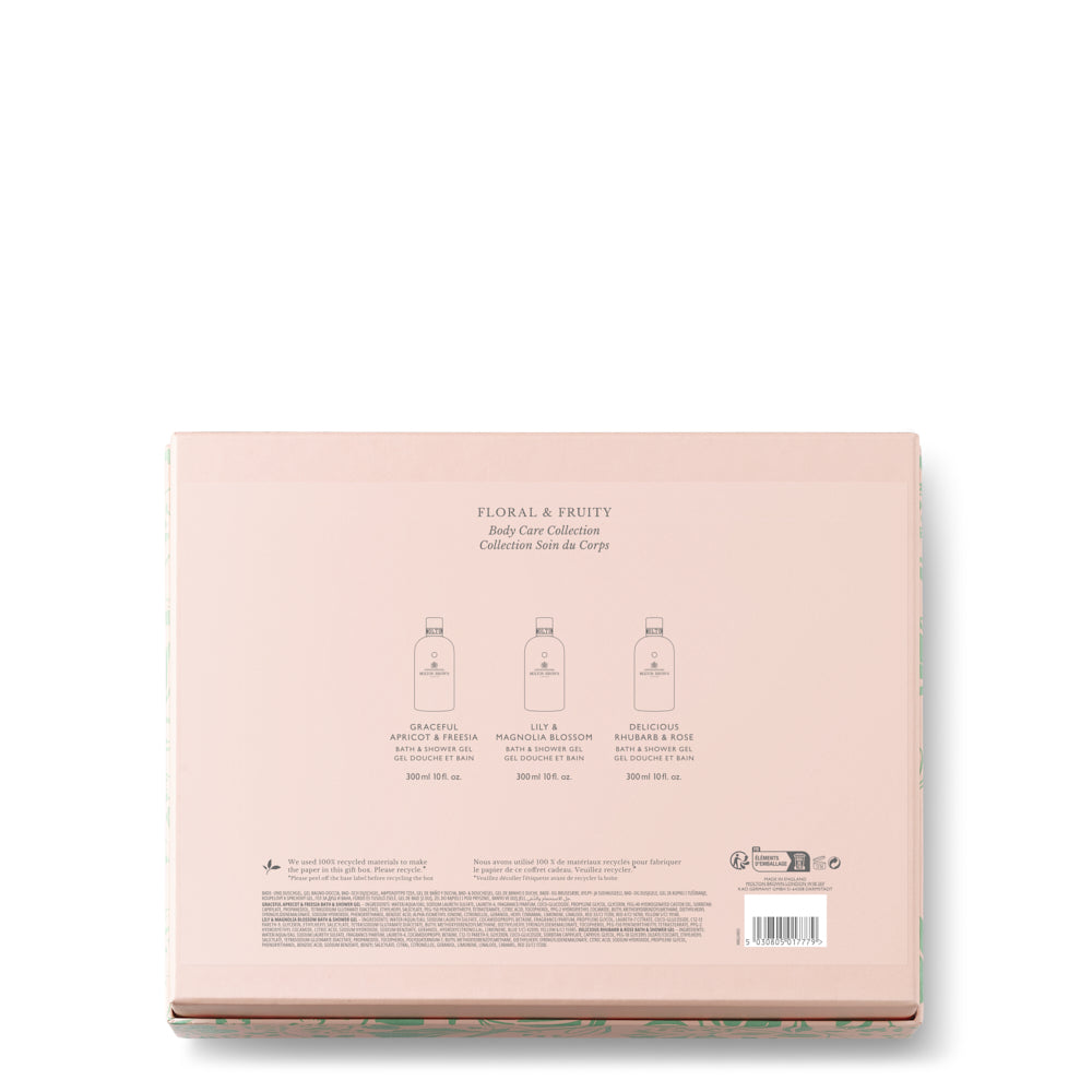 مجموعة هدايا للعناية بالجسم من الزهور والفواكه