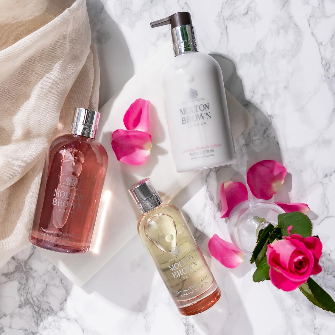 Delicious Rhubarb & Rose Shower Gel, Lotion and Eau de